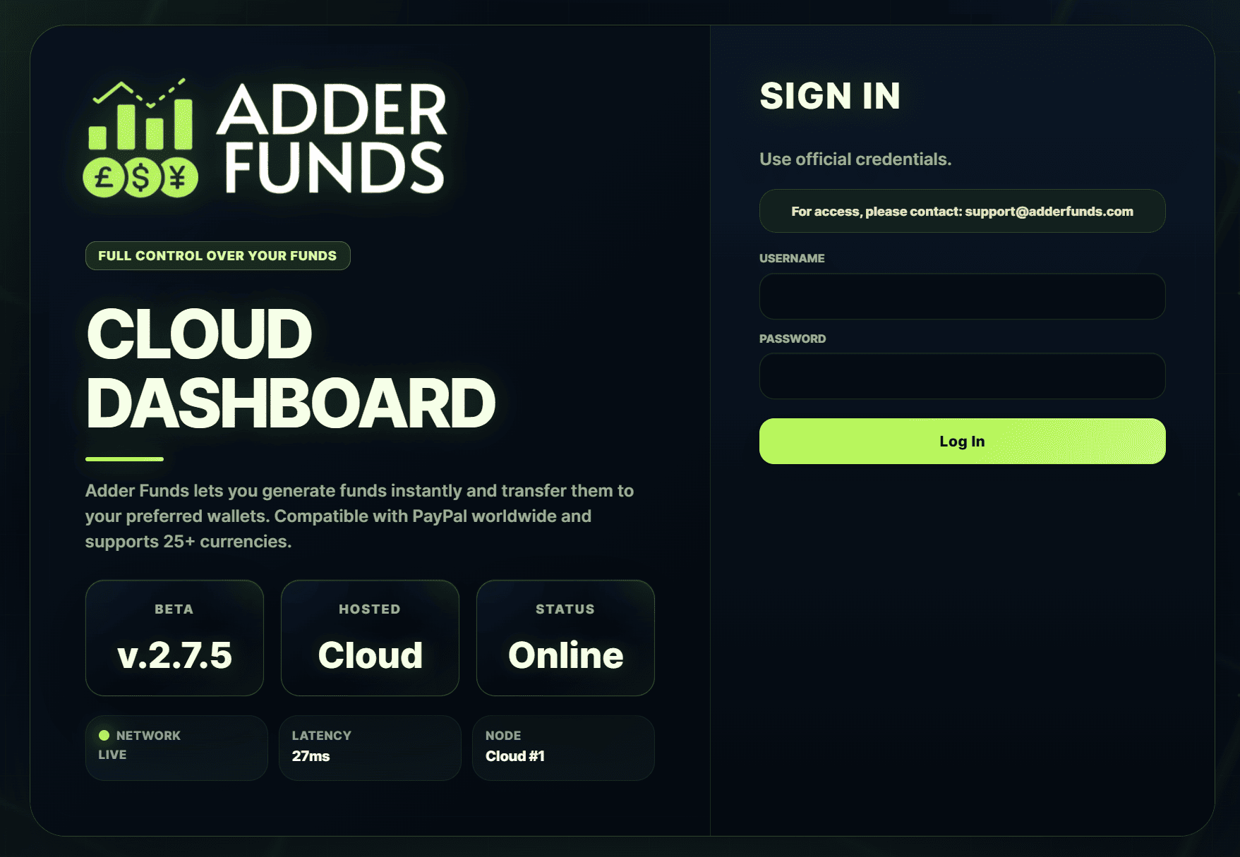 Login Cloud Dashboard